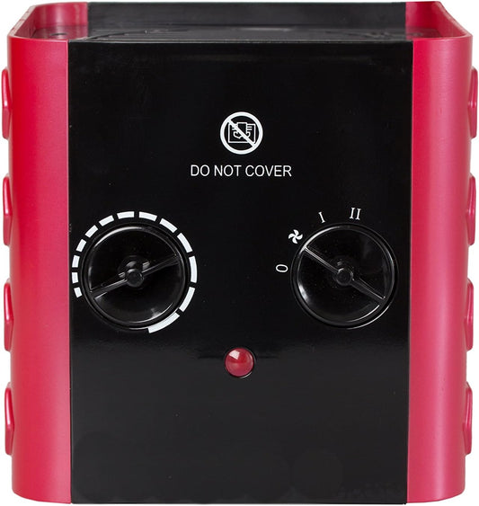 SUNTEC PTC Heizlüfter Heat Block - Leiser Elektroheizer, 1500 Watt | Elektro-Heizung 3 Heizstufen | Rot/Schwarze Elektroheizung | Elektrischer Wärmeheizer für Schlafzimmer, Wohnzimmer