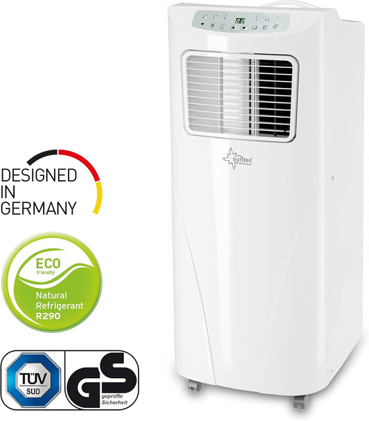 SUNTEC Mobiles lokales Klimagerät Fresh 7.000 Eco R290 | Klimaanlage für Räume bis 25 qm | Abluftschlauch | Kühler und Entfeuchter mit ökologischem Kühlmittel | 7.000 BTU/h | Für Wohnung und Büro