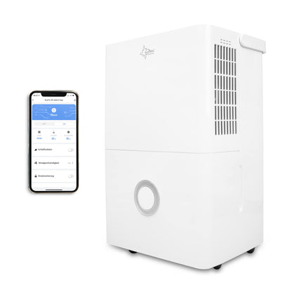 SUNTEC DryFix 12 EQ Dehumidifier - For Rooms up to 34 m2 or 80 m3 - Room Dehumidifier with 12 l/day Dehumidification - 3-in-1 Dehumidifier + Air Purifier + Tumble Dryer - Mobile and Electric White