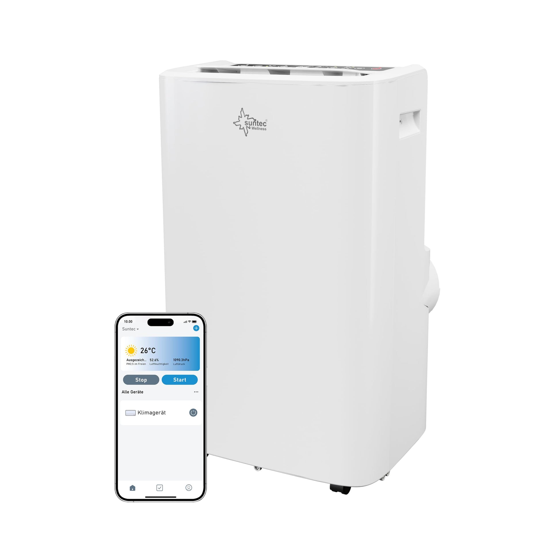 SUNTEC Impuls 3.5 Eco R290 App Mobile Air Conditioner Quiet with Smart App Control, Dehumidifier for Rooms up to 60 m² Mobile Cooling & Heating for Home - 12,000 BTU - 3,517 W