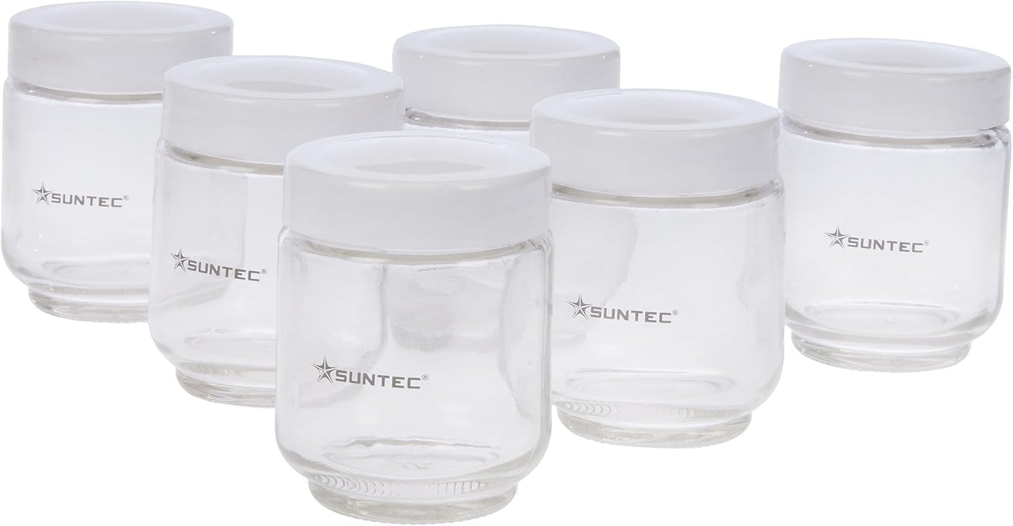 SUNTEC Joghurtmaker Gläser-Set YOG-CUP-6-SET-8687 [Zubehör-Set mit 6 Glasbehältern à 170 ml, inkl. Deckel, passend für Joghurtmaker YOG-8571 easy + YOG-8588 digital]