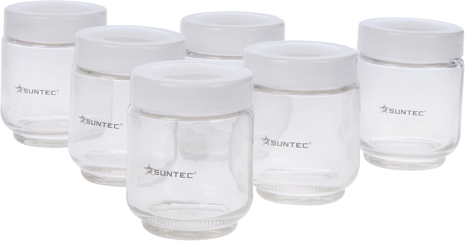 SUNTEC Joghurtmaker Gläser-Set YOG-CUP-6-SET-8687 [Zubehör-Set mit 6 Glasbehältern à 170 ml, inkl. Deckel, passend für Joghurtmaker YOG-8571 easy + YOG-8588 digital]