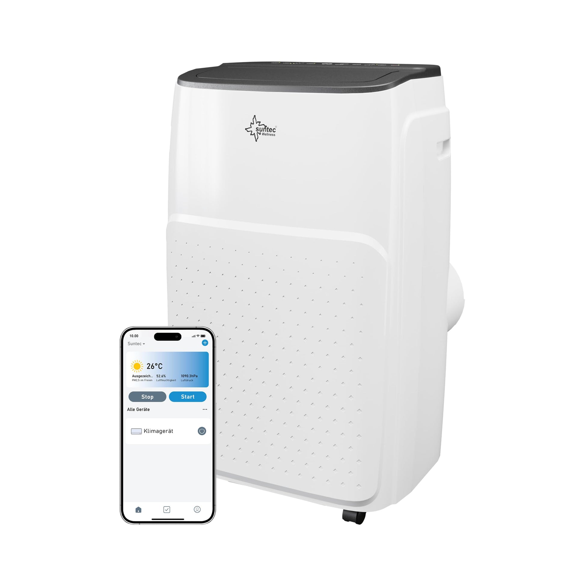 SUNTEC Impuls 3.5 Eco R290 App Mobile Air Conditioner Quiet with Smart App Control, Dehumidifier for Rooms up to 60 m² Mobile Cooling & Heating for Home - 12,000 BTU - 3,517 W