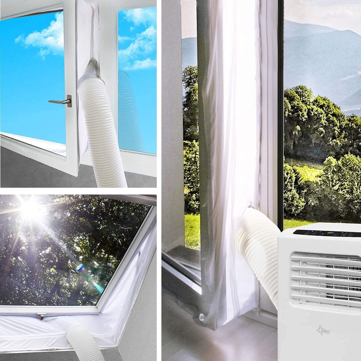 Suntec Air-Block Climate Sail [Accessory Set for Mobile Local Air Conditioners, Practical Sail for Sealing Windows/Doors Including Zip Opening, Easy Fixing + Residue-free Removal]