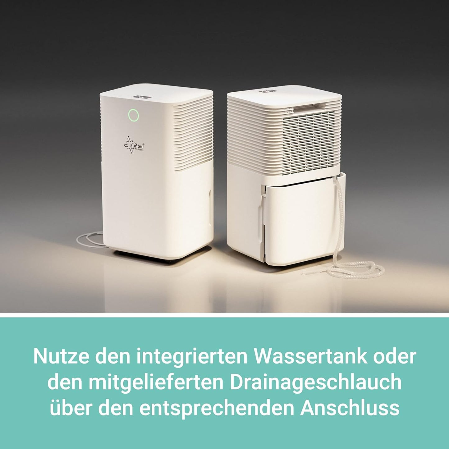 SUNTEC DryFix 12 EQ Dehumidifier - For Rooms up to 34 m2 or 80 m3 - Room Dehumidifier with 12 l/day Dehumidification - 3-in-1 Dehumidifier + Air Purifier + Tumble Dryer - Mobile and Electric White