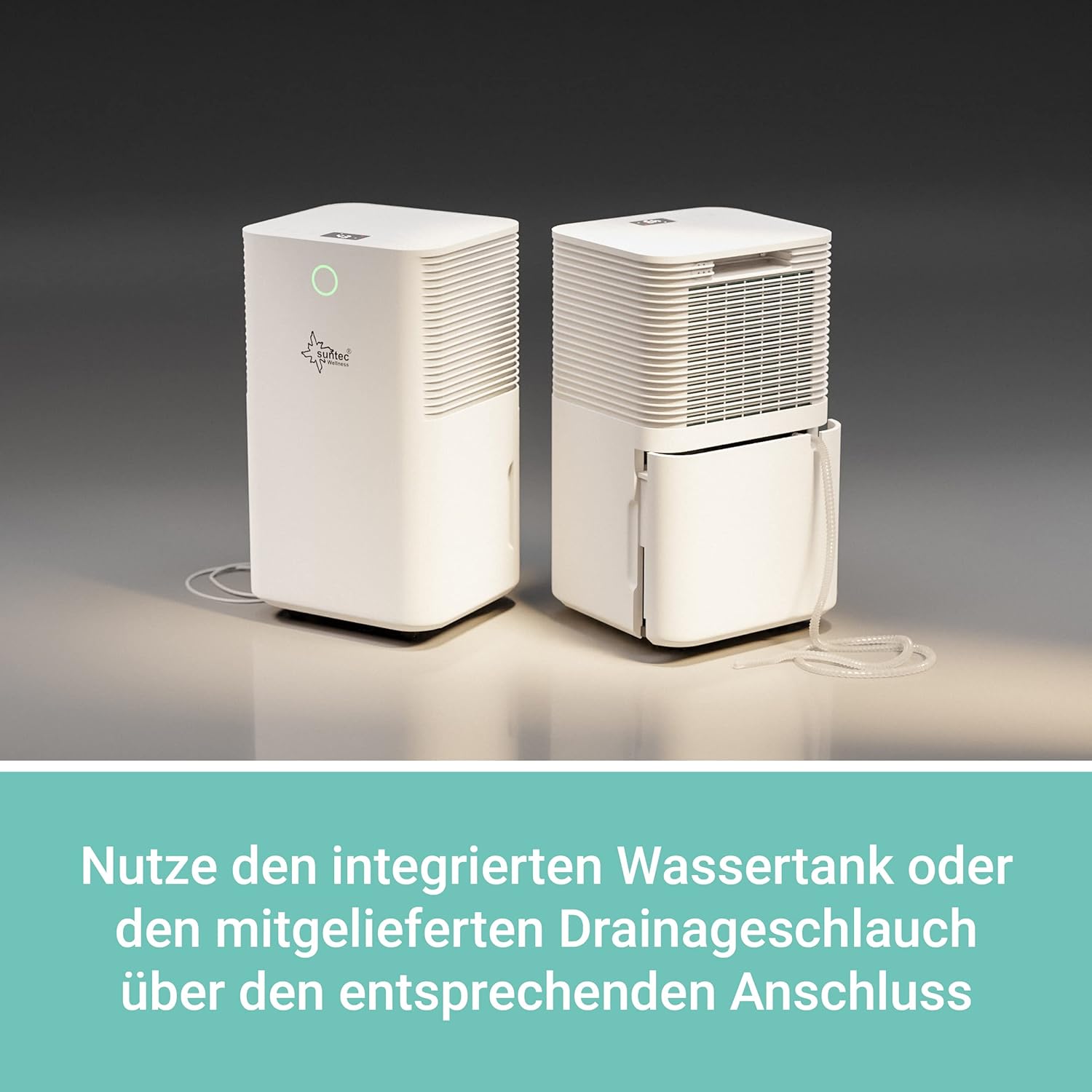 SUNTEC DryFix 12 EQ Dehumidifier - For Rooms up to 34 m2 or 80 m3 - Room Dehumidifier with 12 l/day Dehumidification - 3-in-1 Dehumidifier + Air Purifier + Tumble Dryer - Mobile and Electric White