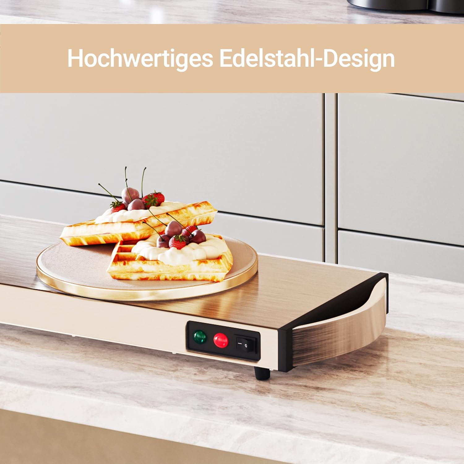 SUNTEC Electric Warming Plate in Robust Stainless Steel Construction - Wireless | Ideal for Keeping Food Warm | Plate Warmer for Food with Quick Heating Time | Buffet Food Warmer | WHP-8472