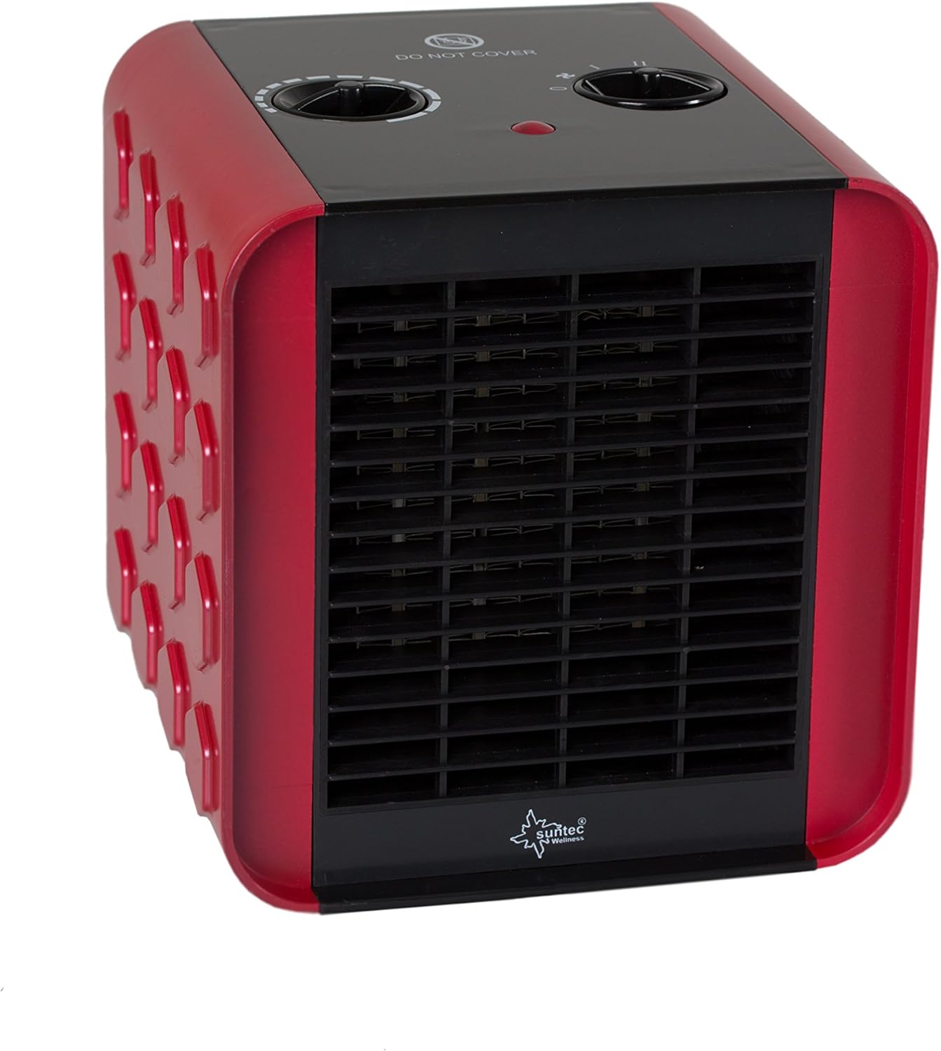SUNTEC PTC Heizlüfter Heat Block - Leiser Elektroheizer, 1500 Watt | Elektro-Heizung 3 Heizstufen | Rot/Schwarze Elektroheizung | Elektrischer Wärmeheizer für Schlafzimmer, Wohnzimmer