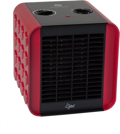 SUNTEC PTC Heizlüfter Heat Block - Leiser Elektroheizer, 1500 Watt | Elektro-Heizung 3 Heizstufen | Rot/Schwarze Elektroheizung | Elektrischer Wärmeheizer für Schlafzimmer, Wohnzimmer