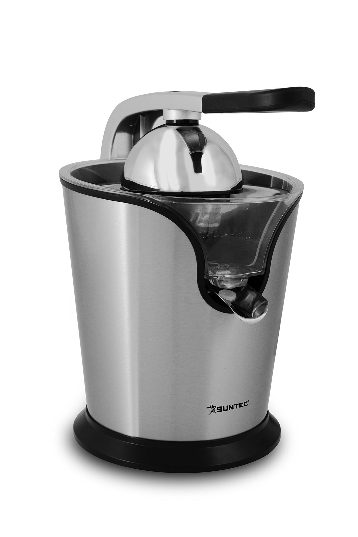 SUNTEC Zitruspresse ZIP-8427 comfort – Elektrisch mit Sieb & abnehmbarem Saft Behälter – Kleine Kunststoff Saftpresse für Orangen + Zitronen + Limetten – Elektrische Presse BPA frei mit max 25 Watt
