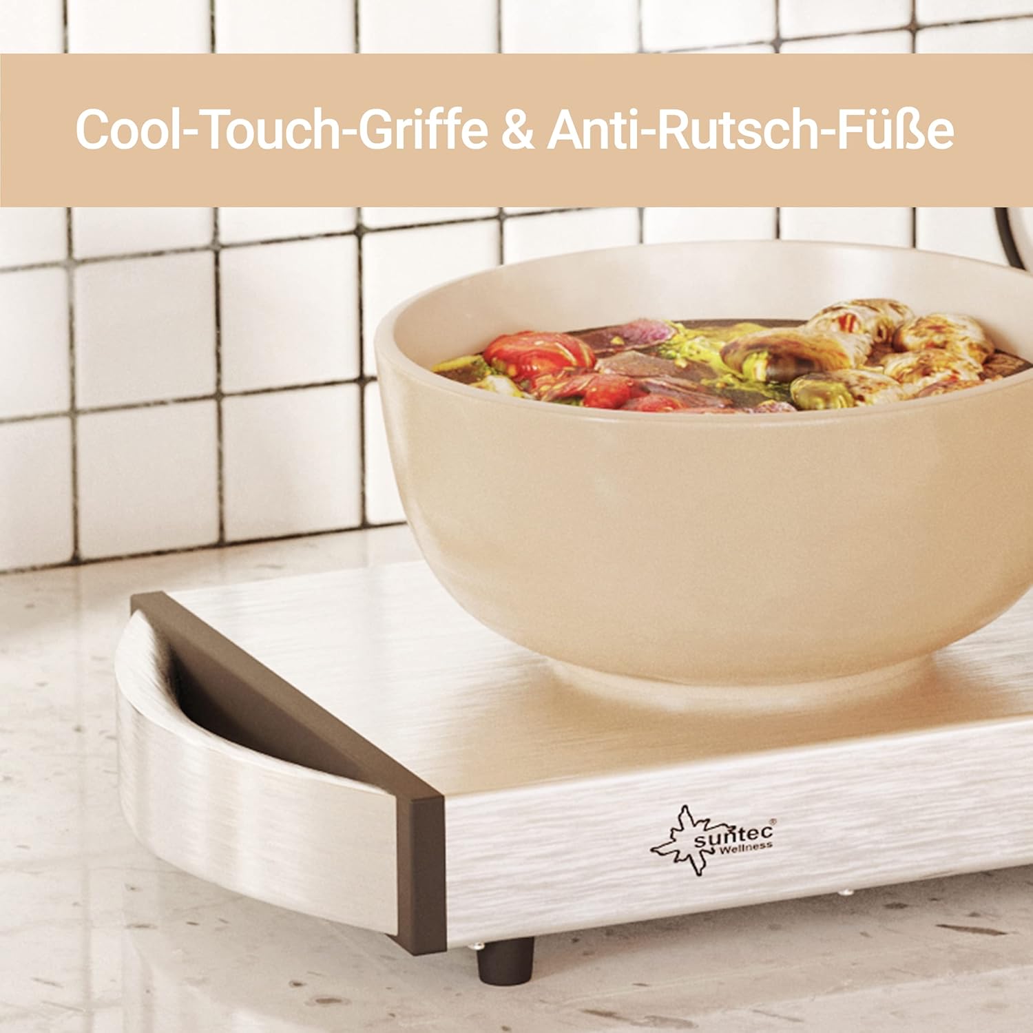 SUNTEC Electric Warming Plate in Robust Stainless Steel Construction - Wireless | Ideal for Keeping Food Warm | Plate Warmer for Food with Quick Heating Time | Buffet Food Warmer | WHP-8472
