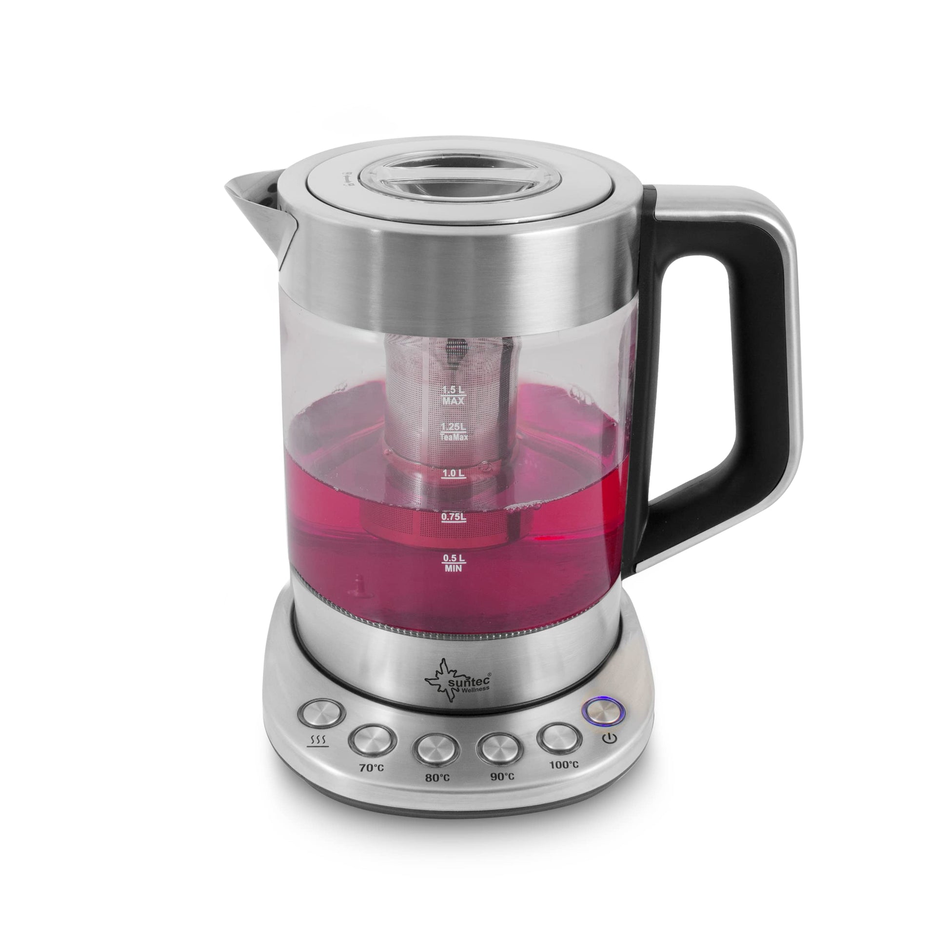 Suntec WAK-8304 Stainless Steel Kettle - Quick Boiling | 1.5 Litres | Powerful with Max 3100 Watt | Automatic Shut-Off | Removable Limescale Filter | with Lighting in Blue