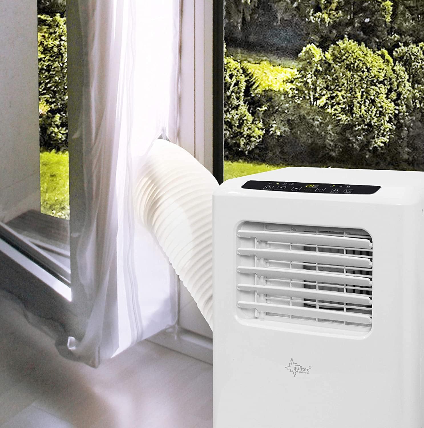 Suntec Air-Block Climate Sail [Accessory Set for Mobile Local Air Conditioners, Practical Sail for Sealing Windows/Doors Including Zip Opening, Easy Fixing + Residue-free Removal]
