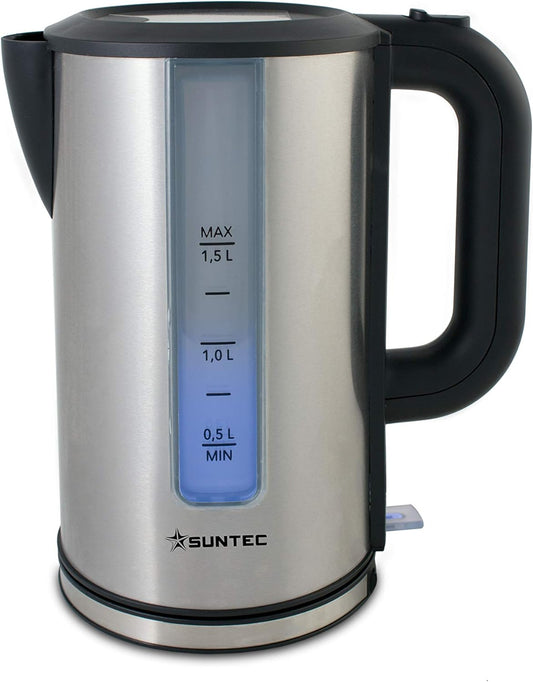 Suntec WAK-8304 Stainless Steel Kettle - Quick Boiling | 1.5 Litres | Powerful with Max 3100 Watt | Automatic Shut-Off | Removable Limescale Filter | with Lighting in Blue