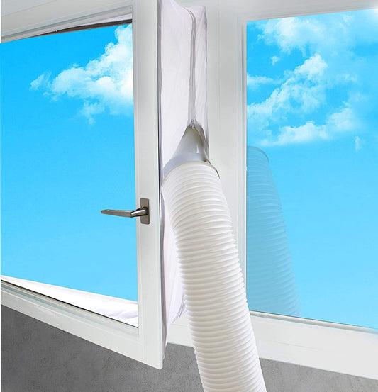 Suntec Air-Block Climate Sail [Accessory Set for Mobile Local Air Conditioners, Practical Sail for Sealing Windows/Doors Including Zip Opening, Easy Fixing + Residue-free Removal]