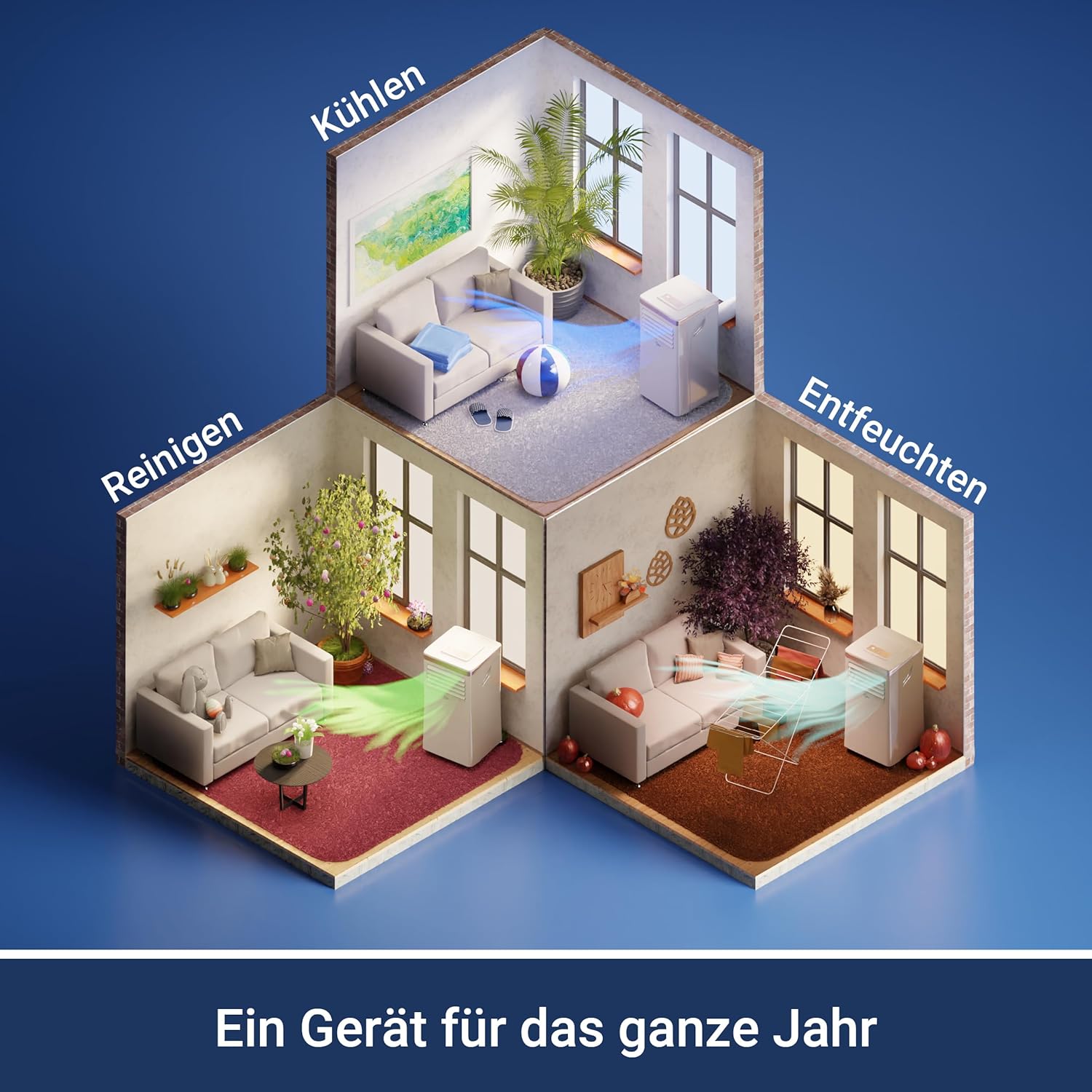 SUNTEC Mobiles Klimagerät Coolfixx 9000 BTU Design rosé App – Klimaanlage mobil und leise mit Smart App Steuerung – Entfeuchter für Räume bis 34 qm – Mobile Kühlung für zuhause – 9.000 BTU
