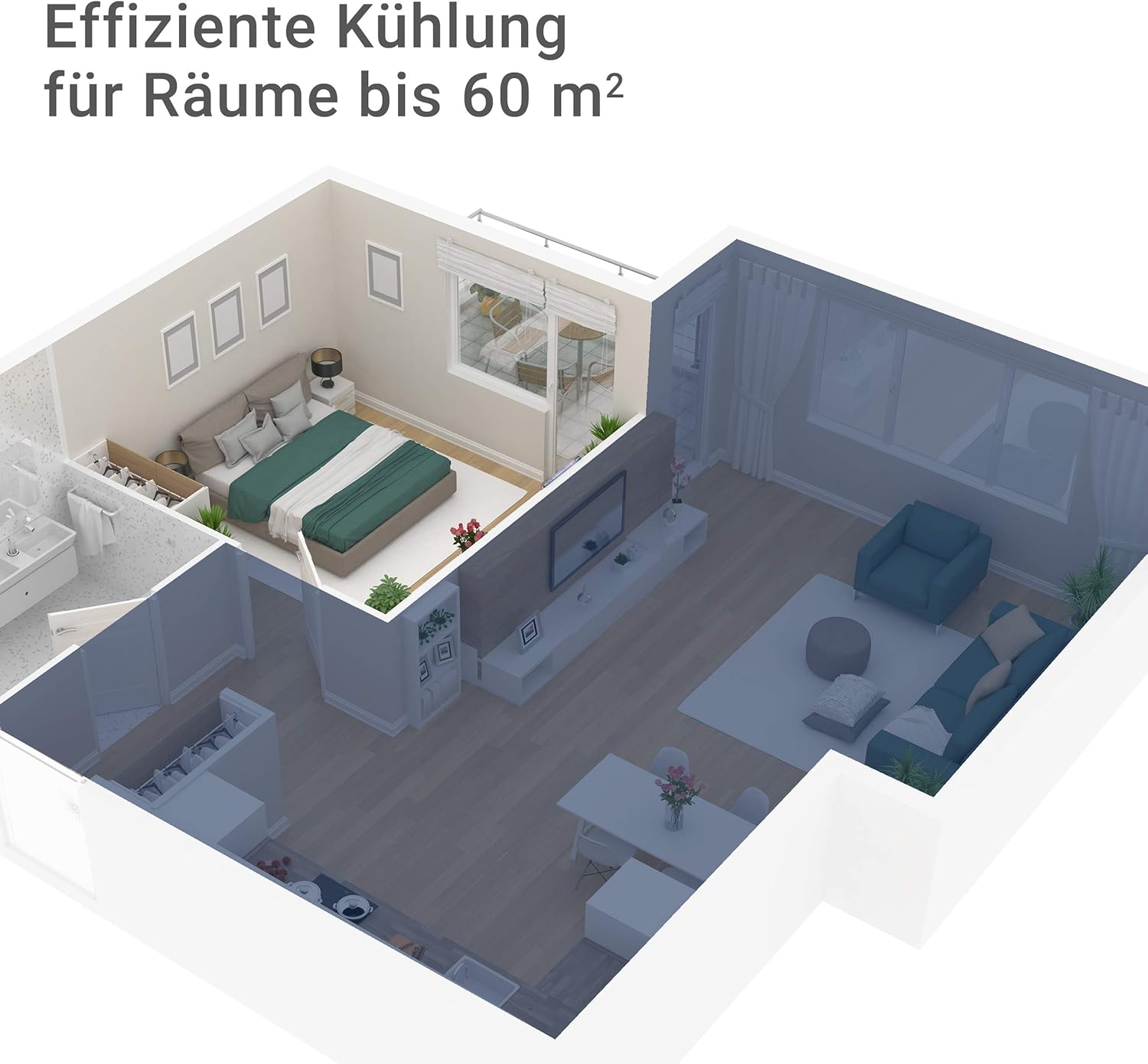 SUNTEC Mobiles lokales Klimagerät Progress 12.000 Eco R290 | Klimaanlage für Räume bis 60 qm | Abluftschlauch | Kühler und Entfeuchter mit ökologischem Kühlmittel | 12.000 BTU/h | Für Wohnung und Büro
