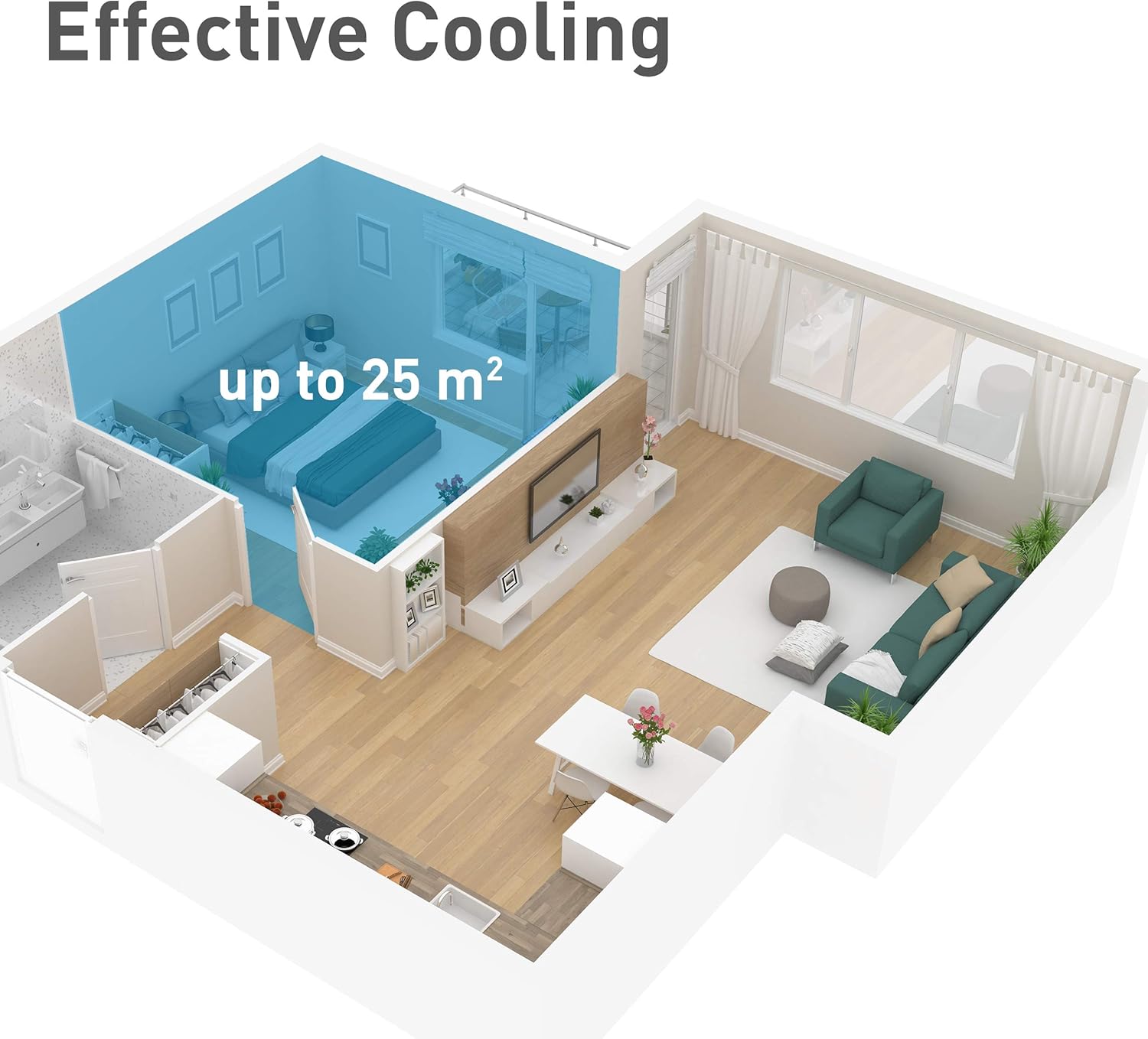 Suntec Freeze 9,000 Eco R290 Mobile Local Air Conditioner for Rooms up to 80 m3 (34 m2) Includes Exhaust Hose Cooler and Dehumidifier with Ecological Coolant R290 9,000 BTU/h