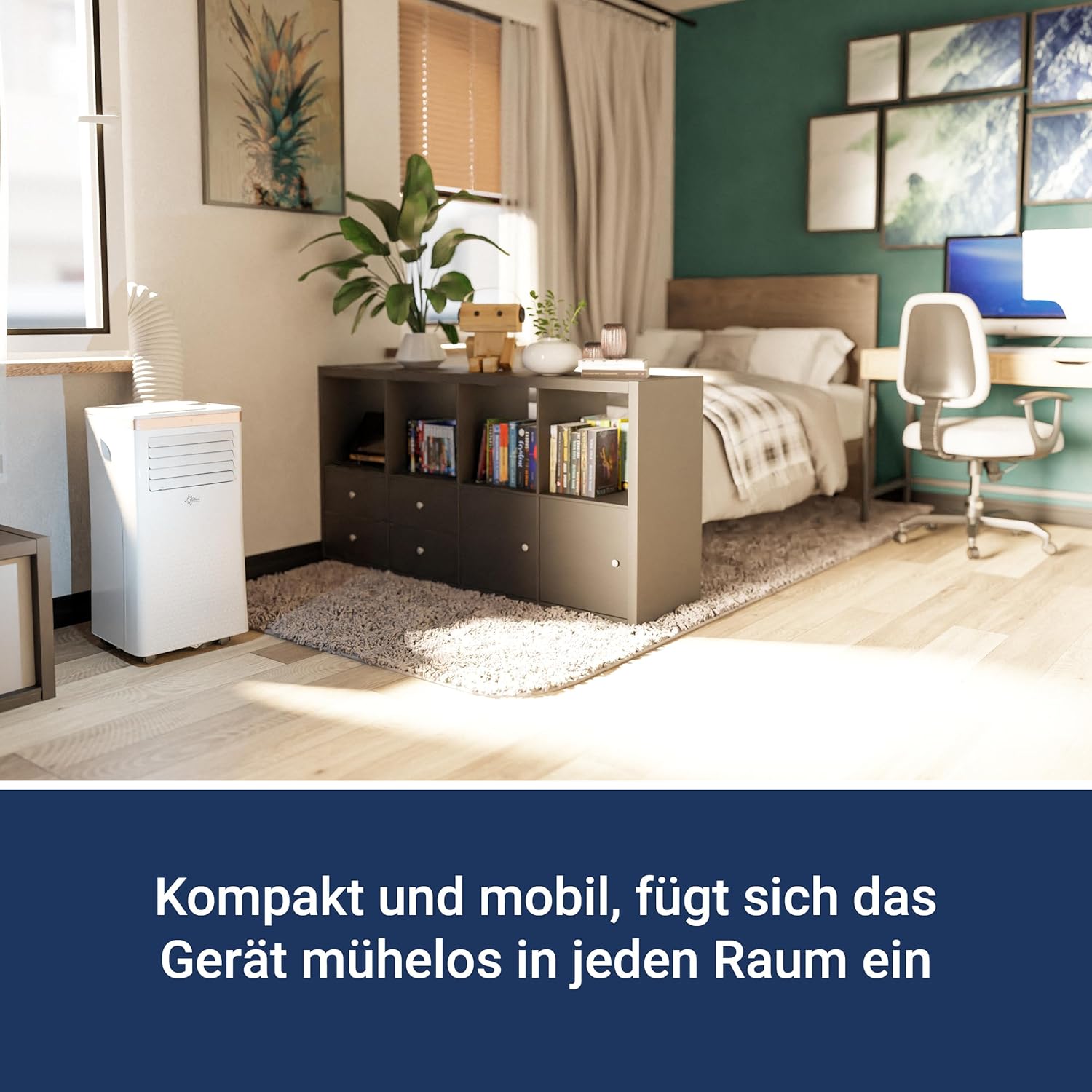 SUNTEC Mobiles Klimagerät Coolfixx 9000 BTU Design rosé App – Klimaanlage mobil und leise mit Smart App Steuerung – Entfeuchter für Räume bis 34 qm – Mobile Kühlung für zuhause – 9.000 BTU