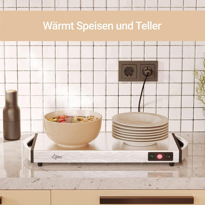 SUNTEC Electric Warming Plate in Robust Stainless Steel Construction - Wireless | Ideal for Keeping Food Warm | Plate Warmer for Food with Quick Heating Time | Buffet Food Warmer | WHP-8472