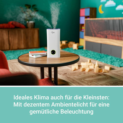 Suntec Monsun Ultrasonic Humidifier 2500 Moodlight [for Rooms up to 90 m (~ 38 M²), 2 Mist Nozzles with 3 Spray Settings Aroma Function LED Colour Change Display Maximum 250 ml/hr/Maximum 28 W]