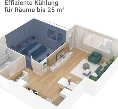 SUNTEC Mobiles lokales Klimagerät Progress 7.000 Eco R290 | für Räume bis 60m3 (25 m2) | inkl. Abluftschlauch | Kühler und Entfeuchter mit ökologischem Kühlmittel R290 | 7.000 BTU/h, EEK A