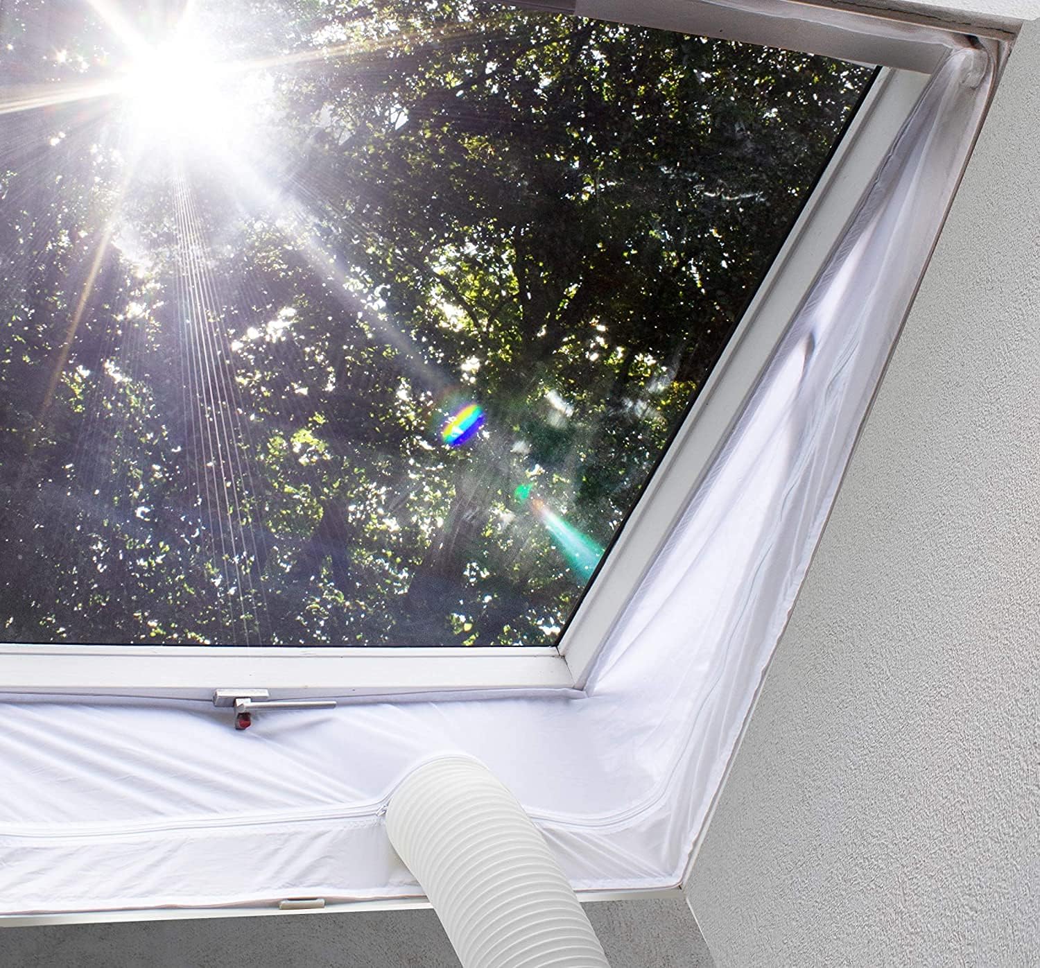 Suntec Air-Block Climate Sail [Accessory Set for Mobile Local Air Conditioners, Practical Sail for Sealing Windows/Doors Including Zip Opening, Easy Fixing + Residue-free Removal]