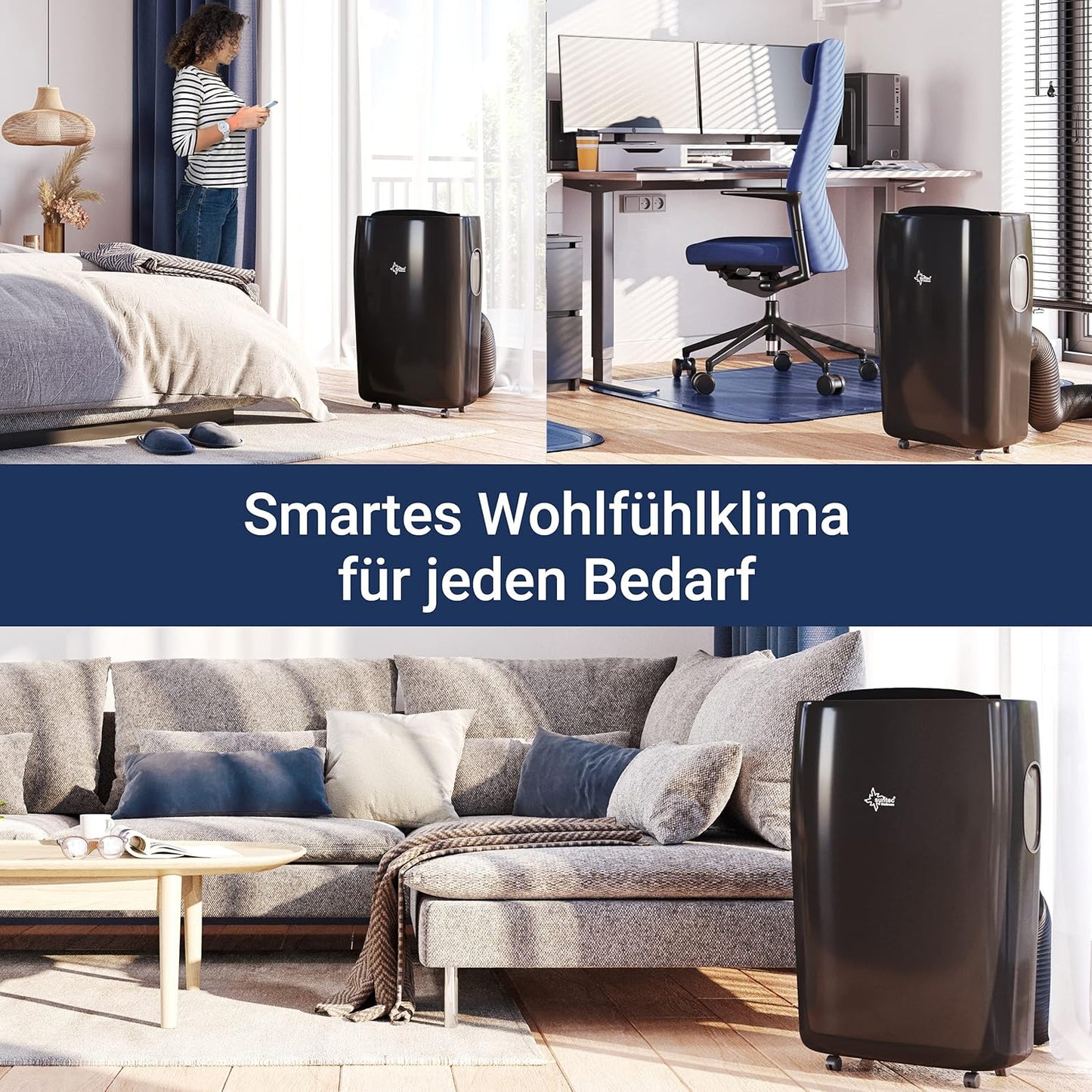 SUNTEC Mobiles lokales Klimagerät Progress 12.000 Eco R290 | Klimaanlage für Räume bis 60 qm | Abluftschlauch | Kühler und Entfeuchter mit ökologischem Kühlmittel | 12.000 BTU/h | Für Wohnung und Büro